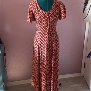 Vintage 90s red floral dress